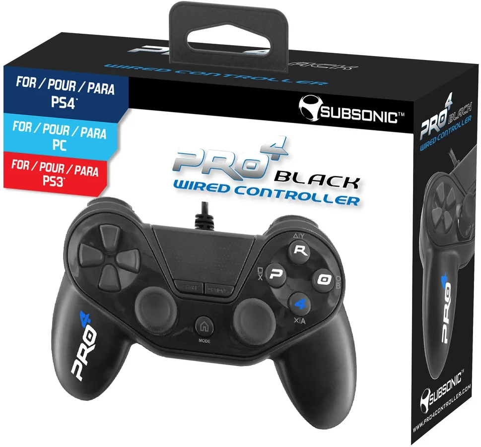 Subsonic Pro 4 Wired Controller for PS4 juodos spalvos