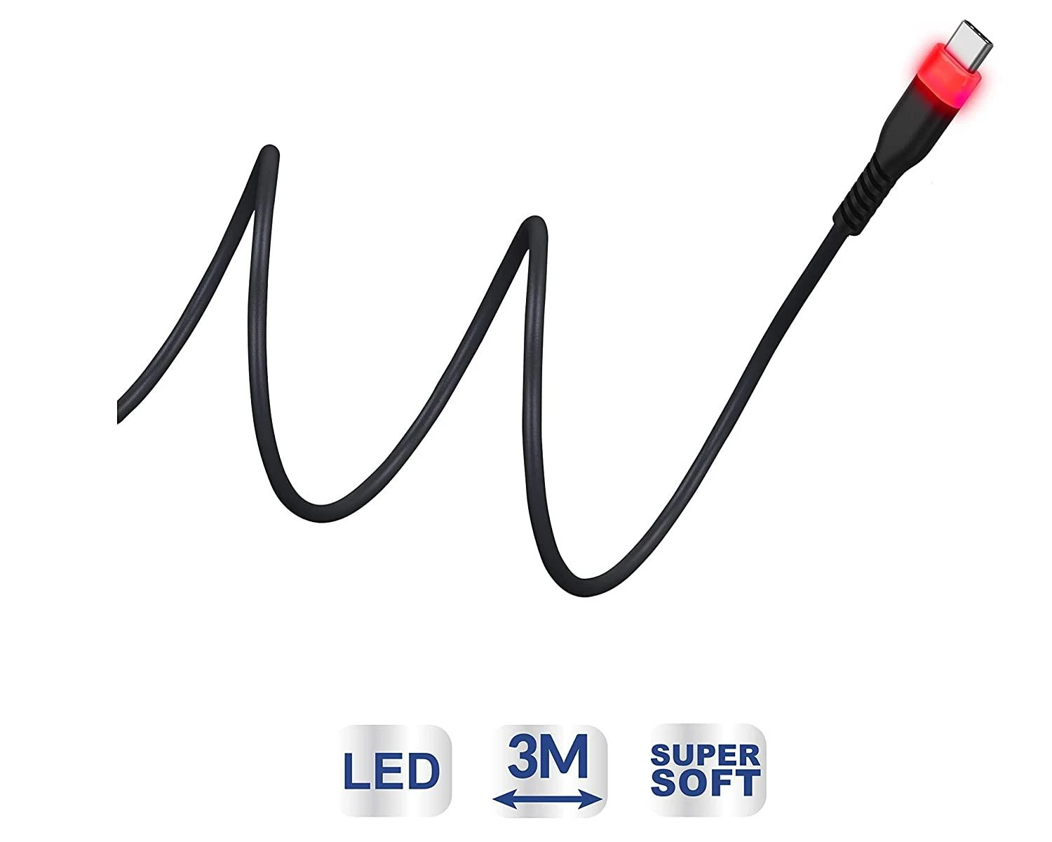 „Subsonic Supersoft“ įkrovimo laidas USB-C, skirtas PS5 / XBOX / Switch