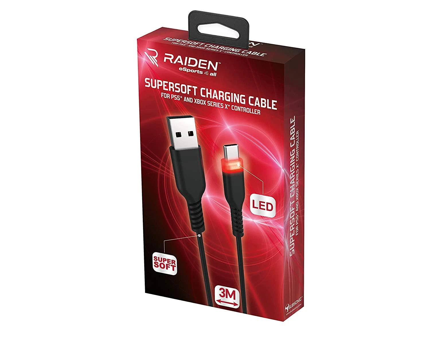 „Subsonic Supersoft“ įkrovimo laidas USB-C, skirtas PS5 / XBOX / Switch