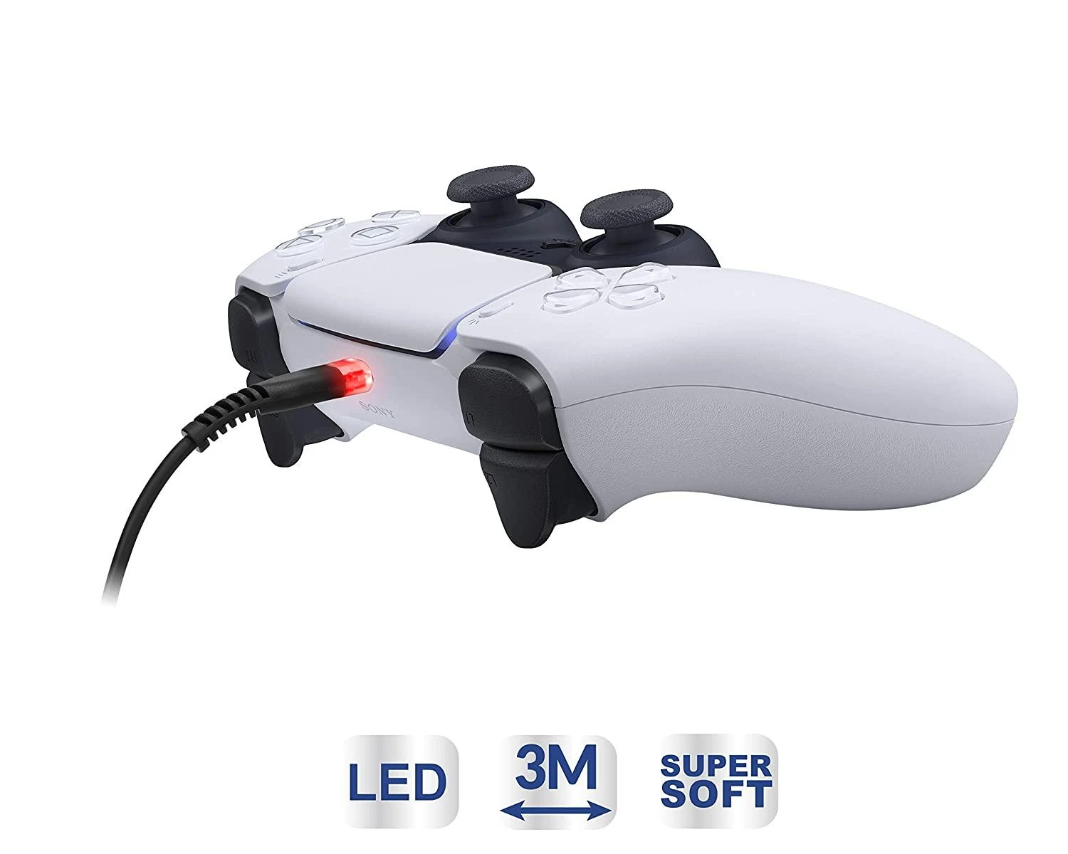 „Subsonic Supersoft“ įkrovimo laidas USB-C, skirtas PS5 / XBOX / Switch