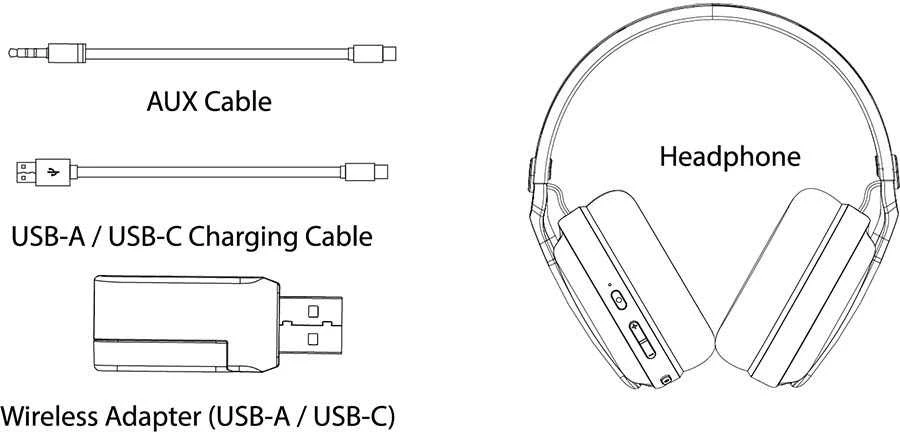 Subsonic ausinės – techninė komplektacijos schema