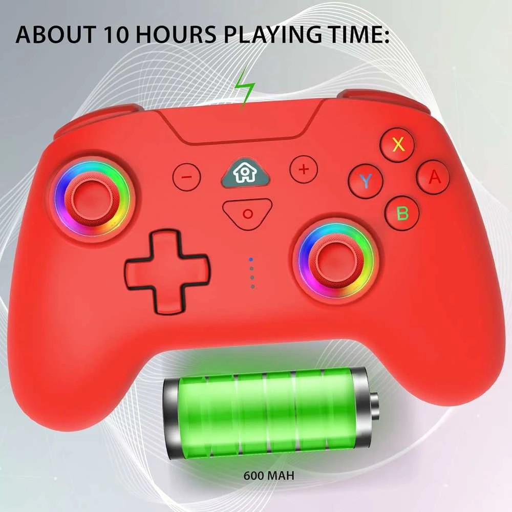 Subsonic Belaidis LED valdiklis, raudonas – „Nintendo Switch“
