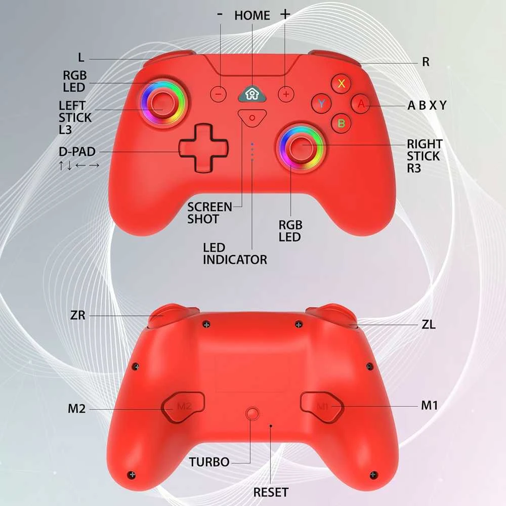 Subsonic Belaidis LED valdiklis, raudonas – „Nintendo Switch“