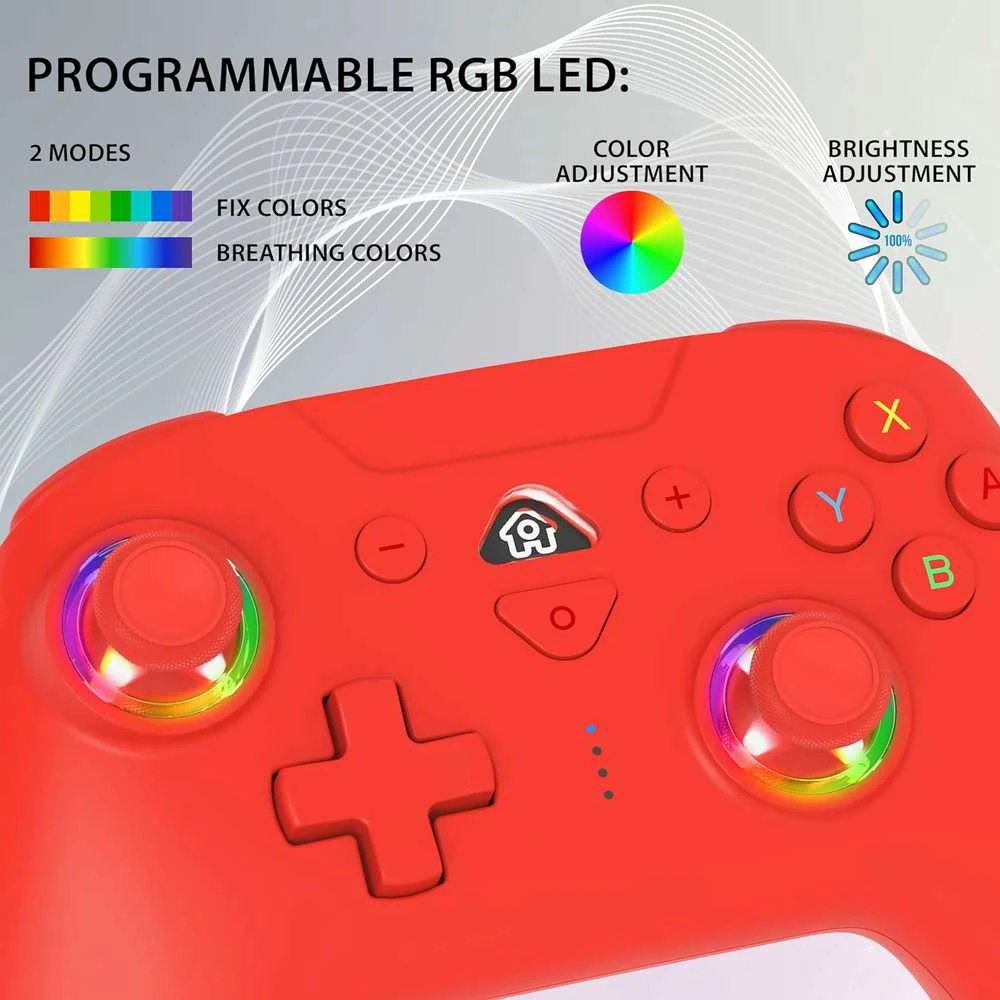 Subsonic Belaidis LED valdiklis, raudonas – „Nintendo Switch“