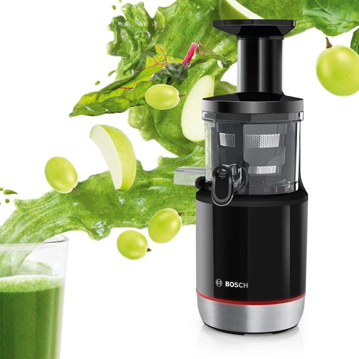 Bosch MESM731M Lėtaeigė sulčiaspaudė, VitaExtract, 150 W, Juoda, šiaušto nerūdijančio plieno