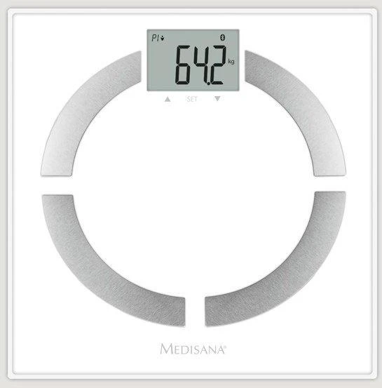 Medisana BS 444 kūno analizės svarstyklės, nerūdijančio plieno, Bluetooth | Medisana | BS 444 | Automatinis išjungimas | Kūno riebalų analizė | Kūno masės indekso (KMI) matavimas | Kūno vandens procentas | Kaulų masės analizė | Maksimalus svoris (keliamoji galia) 180 kg | Atminties funkcija | Keli vartotojai | Kūno skalė