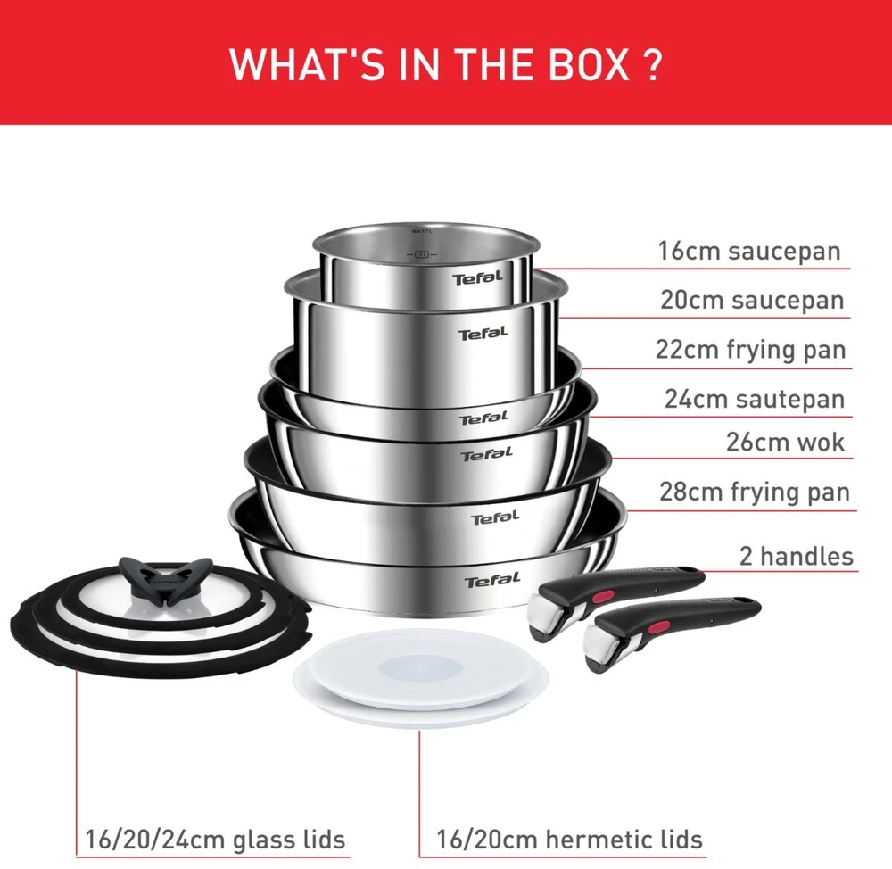 Puodų ir keptuvių rinkinys Tefal Ingenio Emotion, 11 dalių (L897SB74)