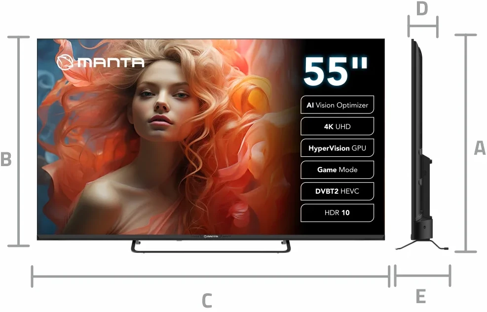 Televizorius Manta 55LUV125E 55 colių 4K UHD išmanusis televizorius