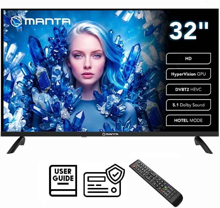 Televizorius Manta MATV002LHN32 32" LED HD TV with S2 Imtuvas, DVBT2, HEVC/265, USB, ARC, HDMI, CI+, Slim Design, B