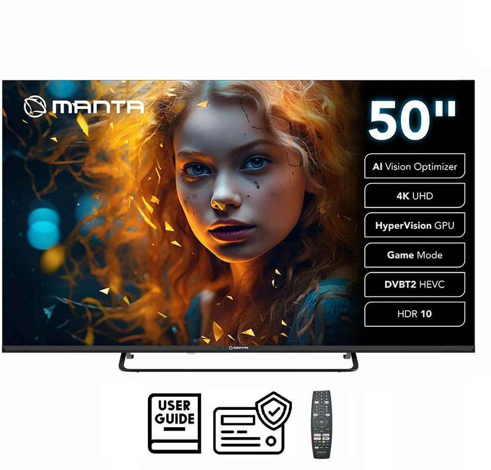 Televizorius Manta MATV002LUV50 50" Smart VIDAA TV LED 4K UHD with S2 DVBT2 H Set-Top Box.265/HEVC BT HDR Wi-Fi