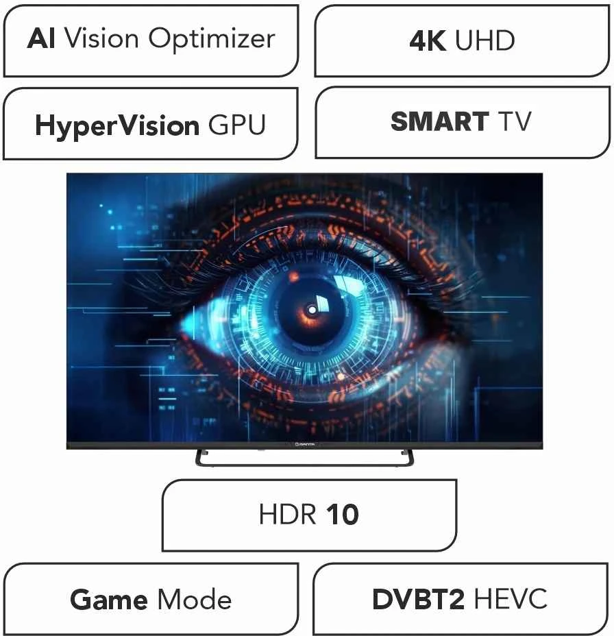 Televizorius Manta MATV002LUV50 50" Smart VIDAA TV LED 4K UHD with S2 DVBT2 H Set-Top Box.265/HEVC BT HDR Wi-Fi