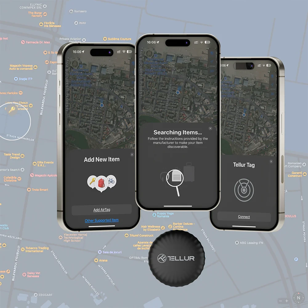 Tellur tracker ANTI-LOST Coin juodas (single pack)