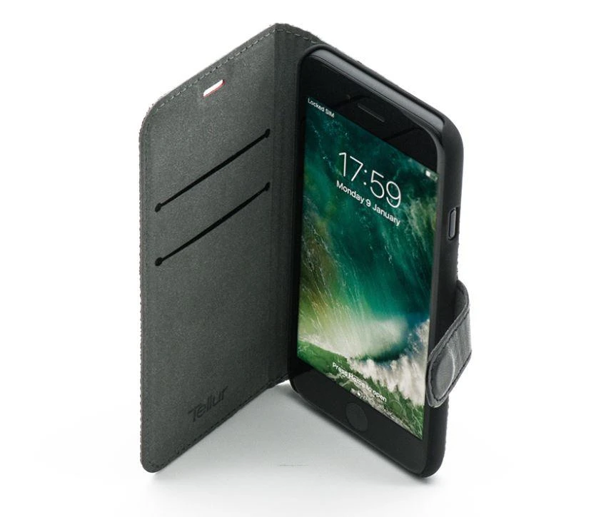 Tellur knygelės tipo dėklas iPhone 7, juodas / raudonas
