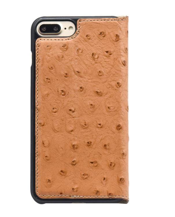 Dėklas Tellur Book case Ostrich Genuine Leather for iPhone 7 Plus ruda
