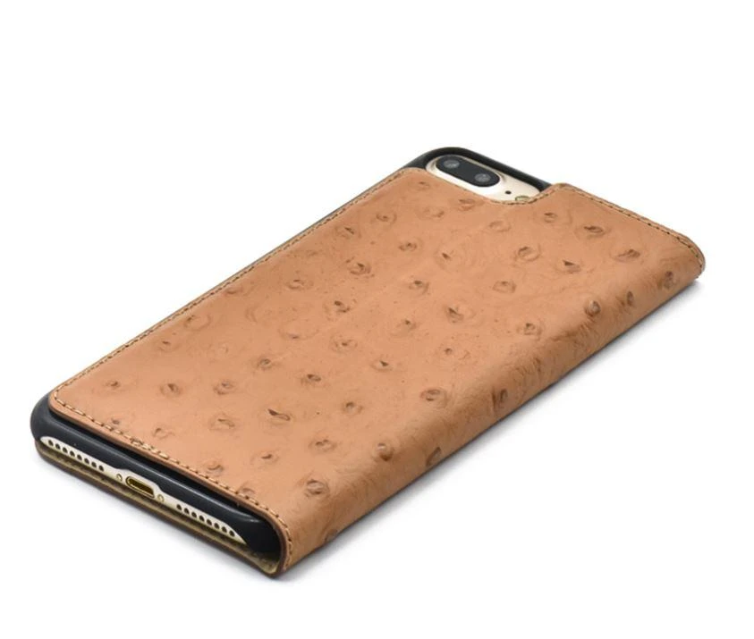 Dėklas Tellur Book case Ostrich Genuine Leather for iPhone 7 Plus ruda