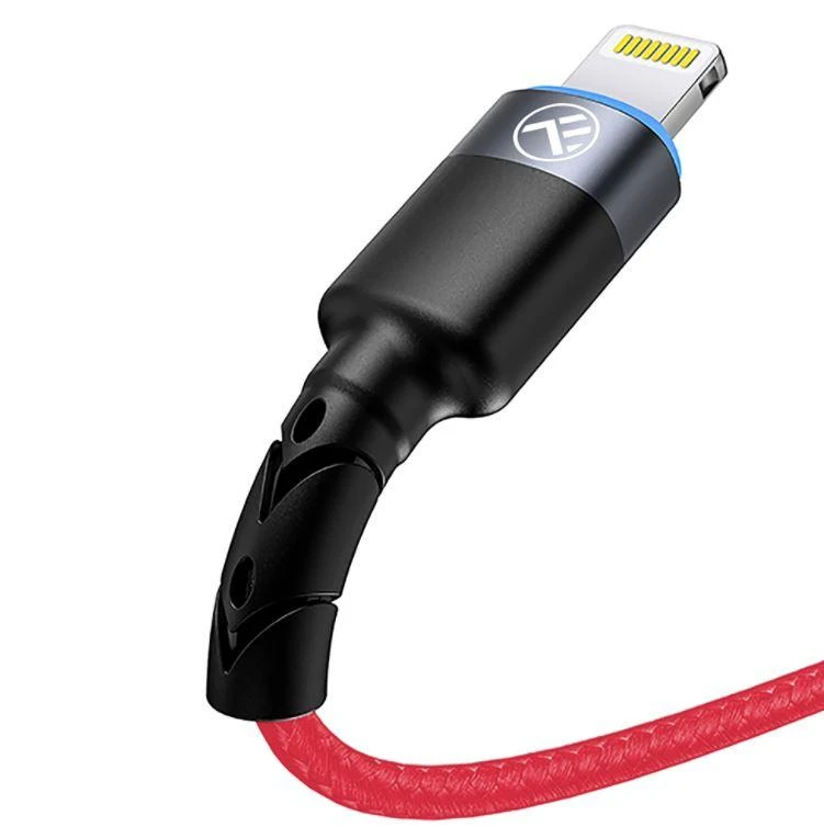 Tellur USB–Lightning kabelis su LED apšvietimu, 1,2 m, raudonas