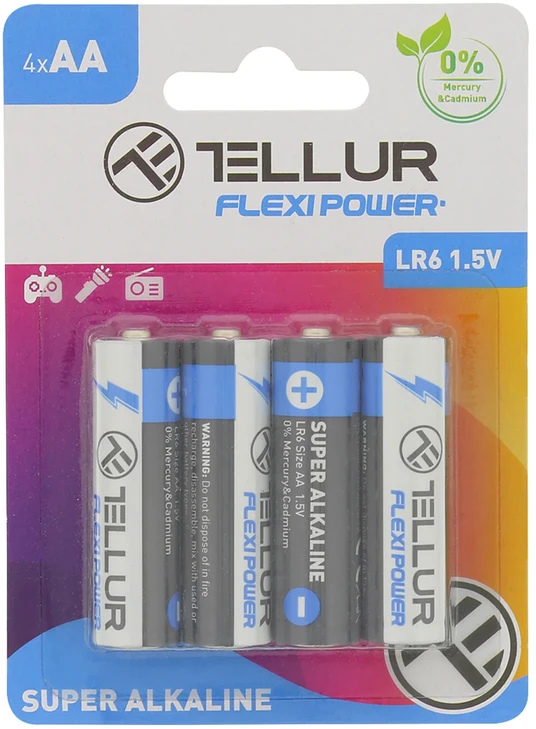 Tellur Flexi Power battery, Super Alkaline, AA LR6, 1.5V, 4 pcs/set