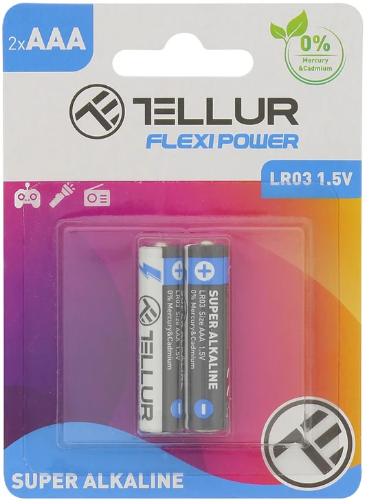Tellur Flexi Power baterijos, super šarminės, AAA LR03, 1,5 V, 2 vnt./rinkinyje