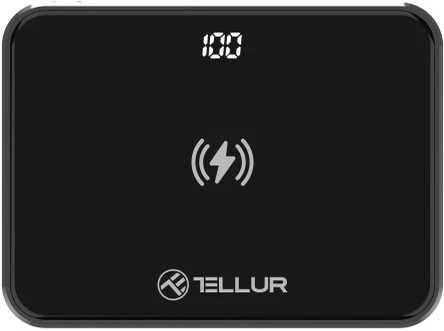 Tellur Graphene PD10000 10000 mAh išorinė baterija su belaidžiu įkrovimu, juoda