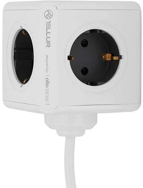Tellur Power Cube Extended, maitinimo lizdas 4 lizdai + 2xUSB jungtys, 1.5m kabelis baltas