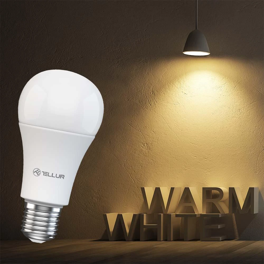 Tellur WiFi Smart Bulb E27, 9W, Baltas/Warm, Dimmer