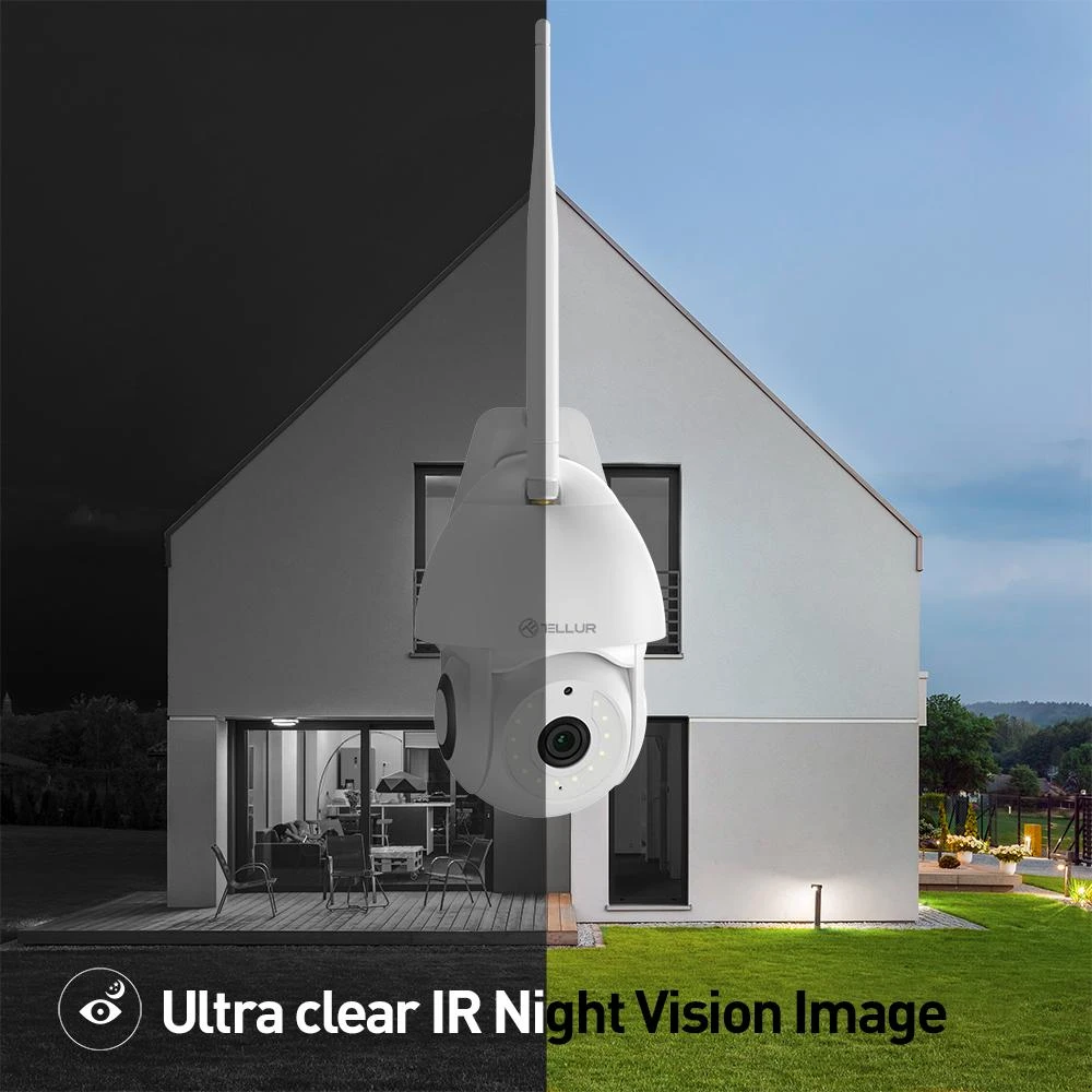 „Tellur WiFi“ išmanioji lauko kamera, 3MP, „UltraHD“, PTZ, „Baltas“