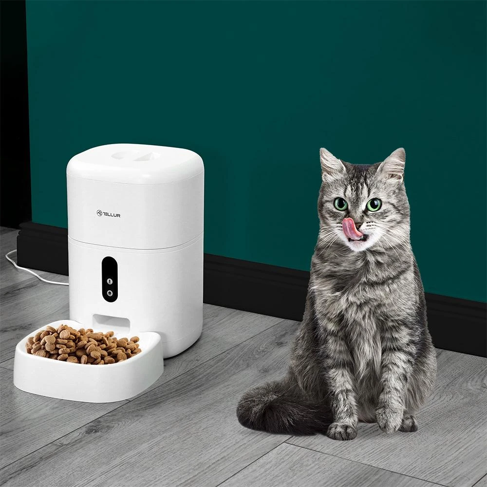 Tellur WiFi Smart Pet Feeder, UltraHD Camera, 4L, Baltas