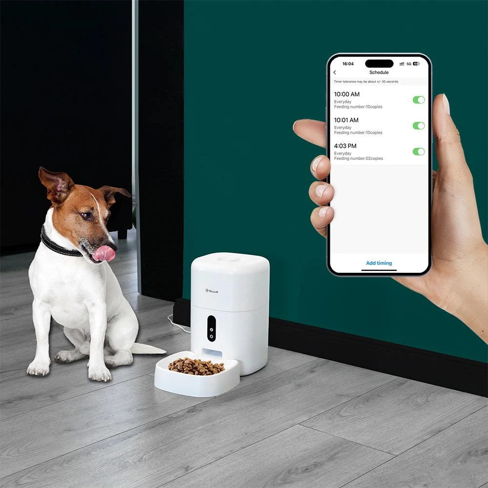 Tellur WiFi Smart Pet Feeder, UltraHD Camera, 4L, Baltas