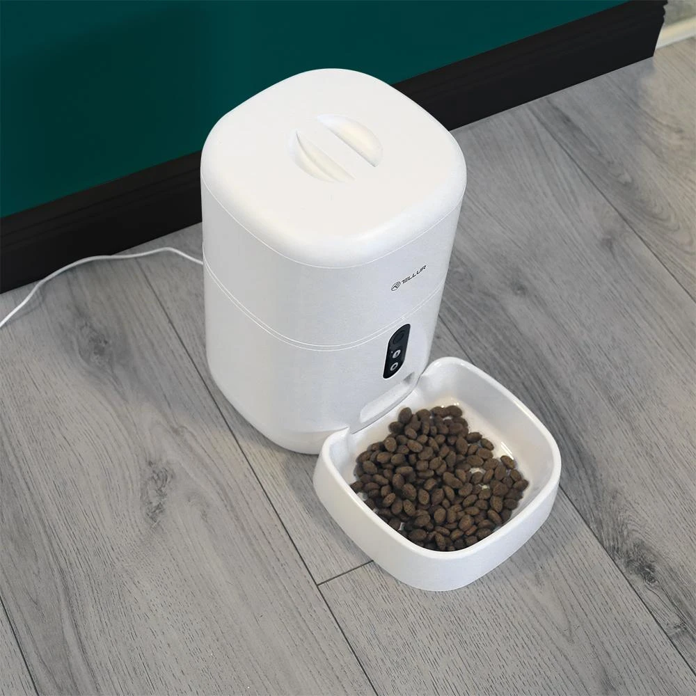 Tellur WiFi Smart Pet Feeder, UltraHD Camera, 4L, Baltas