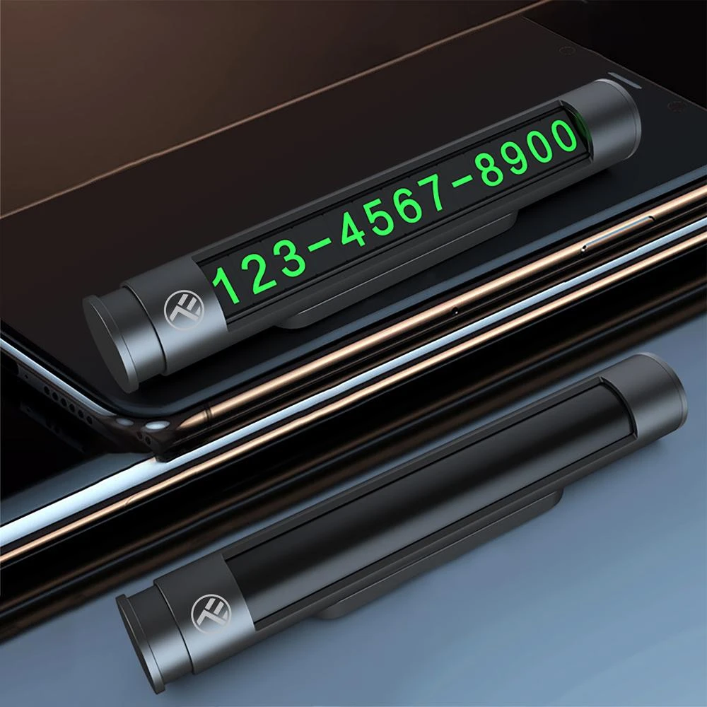 „Tellur“ laikina automobilių stovėjimo kortelė dviem telefono numeriams, metalinis, juodas