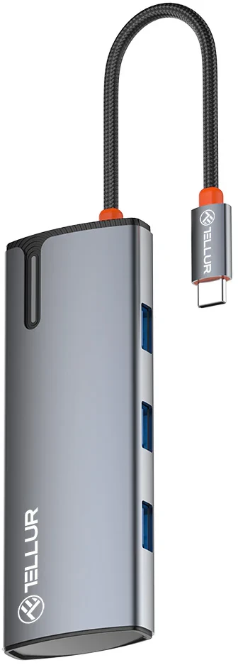 Tellur USB-C adapteris su pintos tekstūros laidu