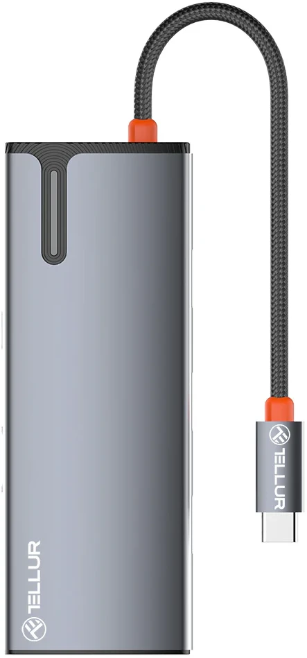 Tellur USB-C hub, 1xPD 3.0 100W, 1xHDMI 4K, 3xUSB 3.0, aluminum, Pilkas