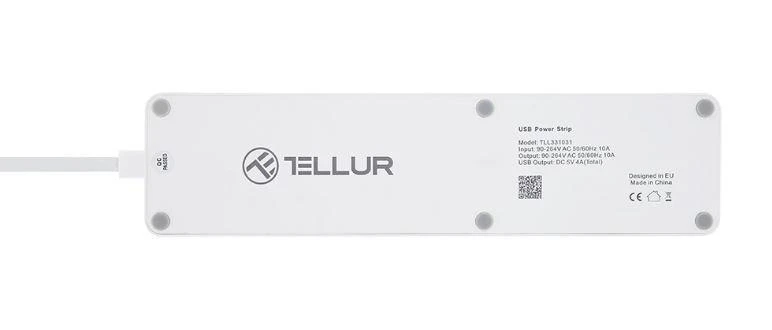 „Tellur WiFi“ maitinimo juosta, 3 lizdai, 4 * USB 4A, 2200 W, 10 A, 1,8 m