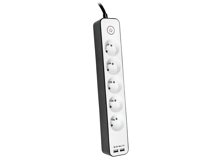 TRACER TRALIS46254 Maitinimo juosta Zebra mobiliesiems paruošta 1,5 m 5 lizdai + 2x USB 2.1A