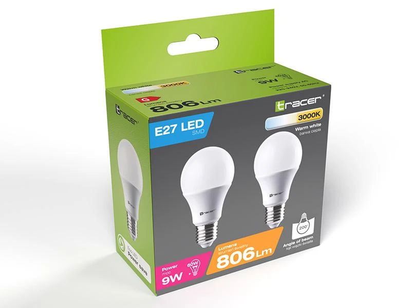 TRACER E27 10W/60W šilta baltas dviguba led lemputė