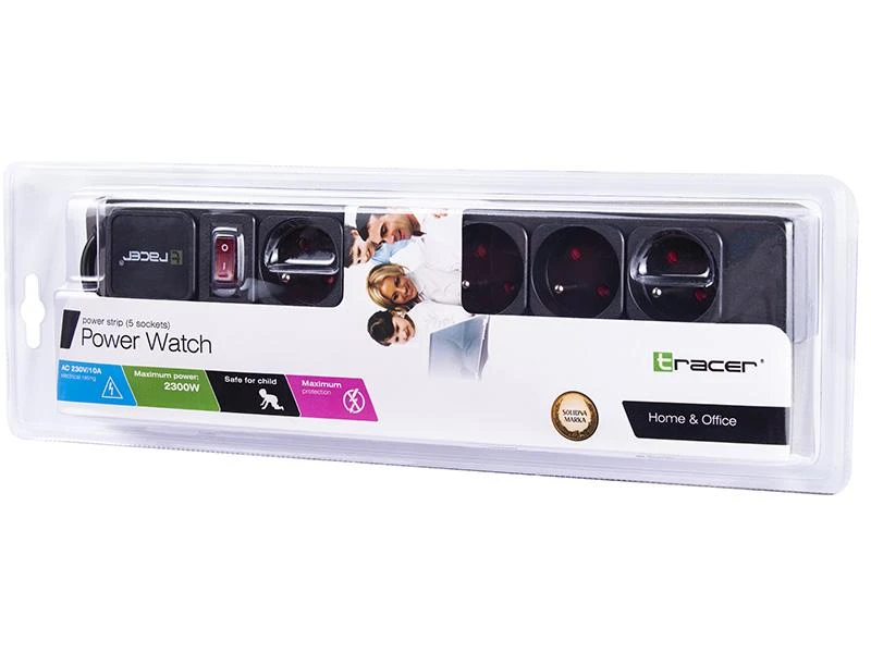 TRACER PowerGear 1,5 m Juodas 5 lizdų maitinimo juostelė