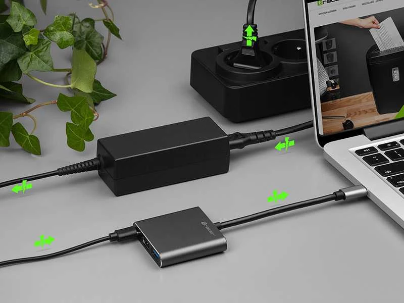 TRACER A-1 USB-C HDMI 4K USB 3.0 PDW 100W adapteris