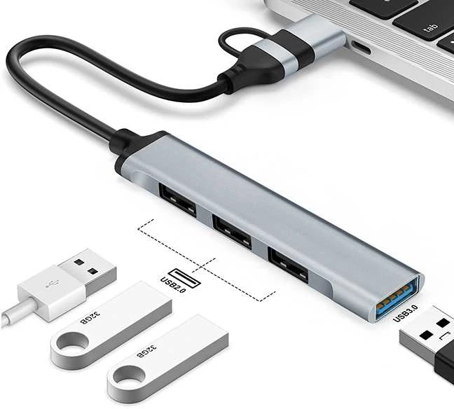 ADAPTERIS TRACER A-4, USB C tipo į USB-A, 4x USB-A