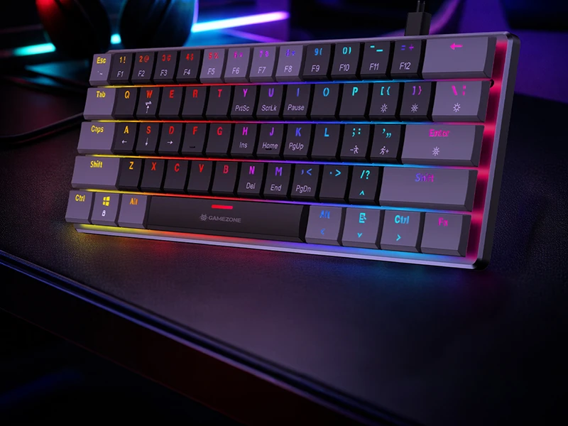 Klaviatūra žaidimams Tracer GameZone Keylo 61 su laidu mechaninė su pašvietimu grafito