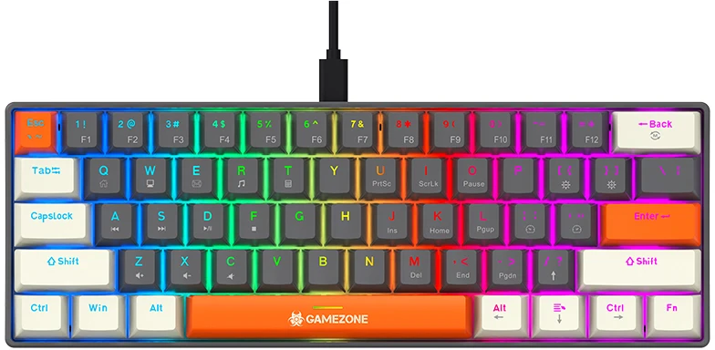 Klaviatūra žaidimams Tracer GameZone Claws 61 su laidu mechaninė su pašvietimu pilka
