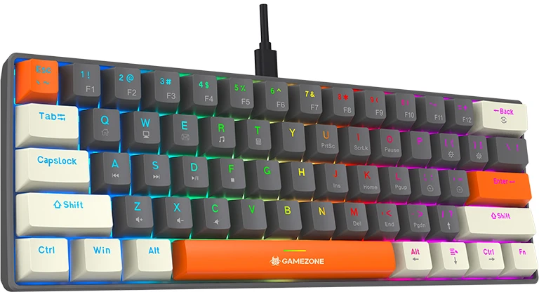 Klaviatūra žaidimams Tracer GameZone Claws 61 su laidu mechaninė su pašvietimu pilka