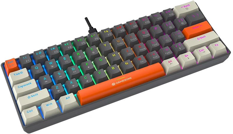 Klaviatūra žaidimams Tracer GameZone Claws 61 su laidu mechaninė su pašvietimu pilka