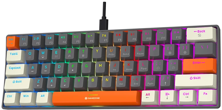 Klaviatūra žaidimams Tracer GameZone Claws 61 su laidu mechaninė su pašvietimu pilka