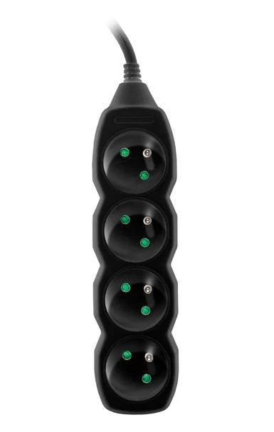 TRACER TRALIS44615 Prailginimo laidas PowerCord 3m 4 lizdai juodas