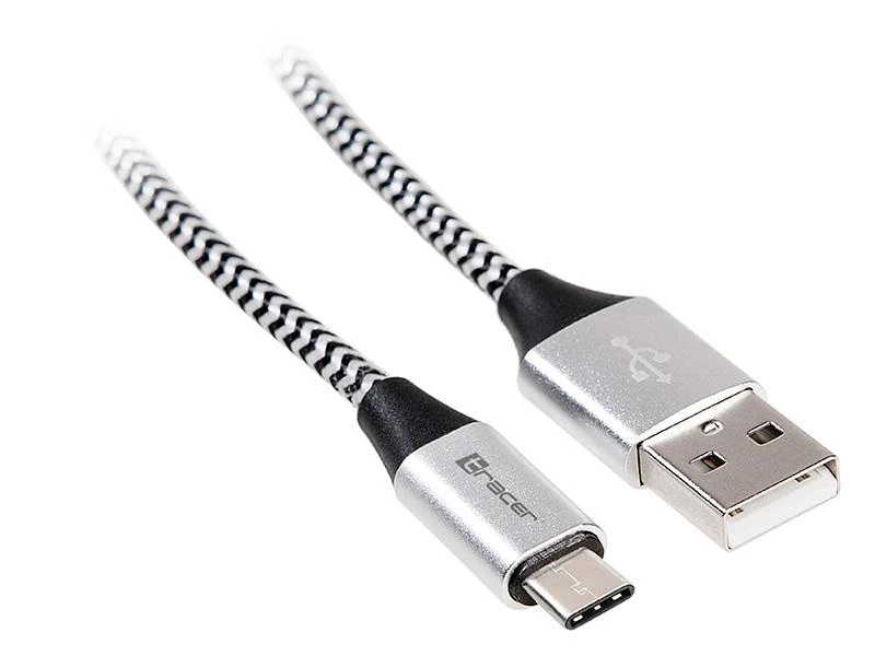 TRACER TRAKBK46265 Cable TRACER USB 2.0 TYPE-C A Male - C Male 1,0m juodas-sidabrinis