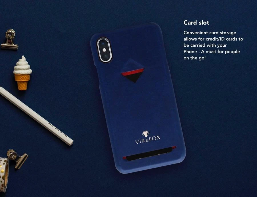 Dėklas VixFox kortelės lizdo nugarėlė, skirta iPhone XSMAX tamsiai mėlynai