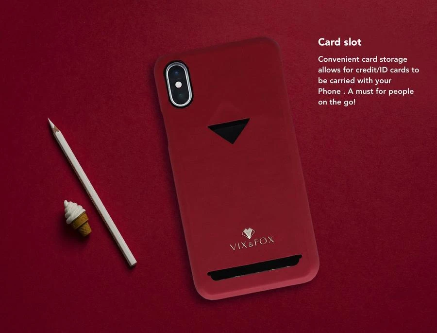 Dėklas VixFox kortelės lizdo nugarėlė, skirta iPhone XSMAX rubino raudonai