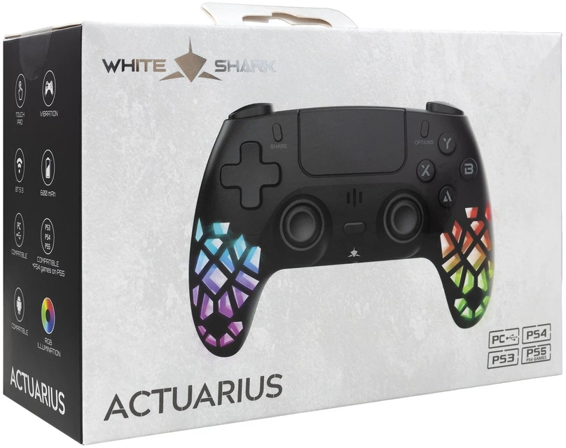 White Shark Baltas Shark ACTUARIUS GPW-4010 Gamepad, Juodas