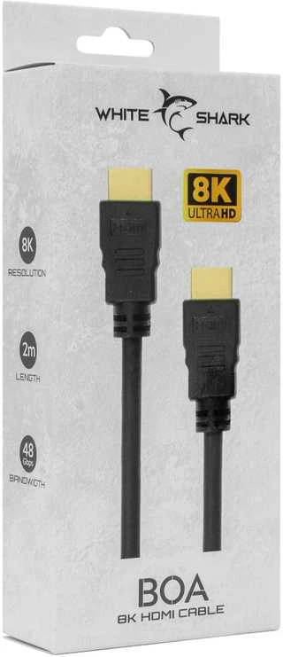 White Shark BOA HDMI 2.1 kabelis pakuotėje