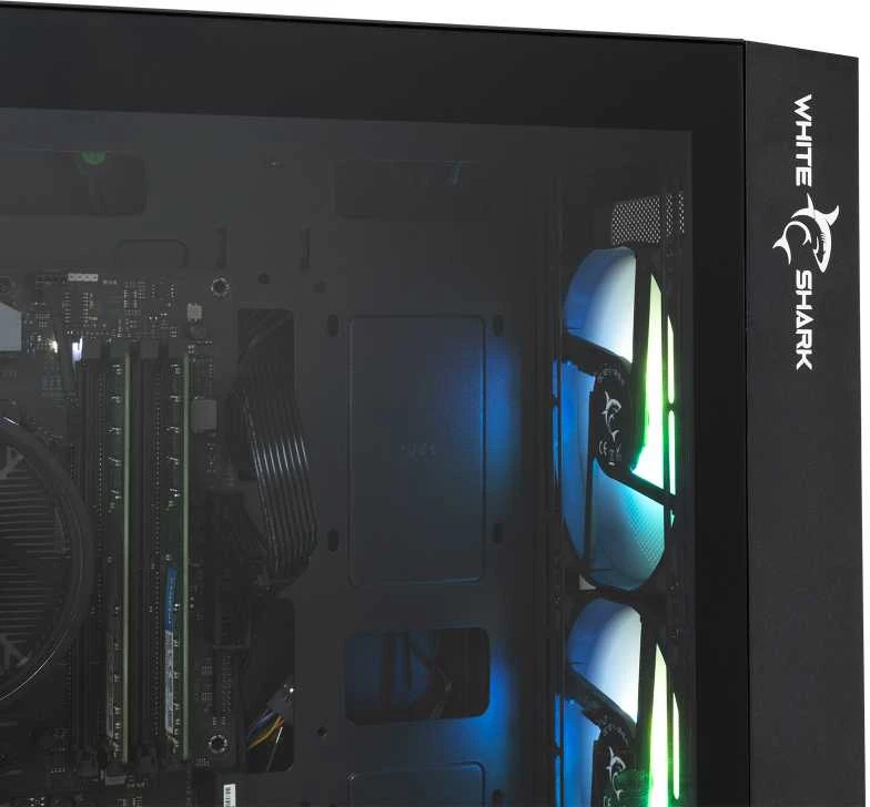White Shark Baltas Shark GCC-2401 Warhead-3 Juodas 4 Fans 12cm RGB
